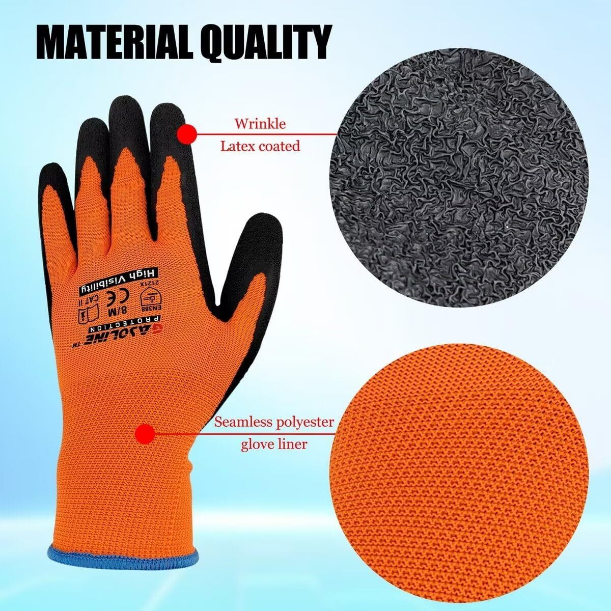 Gasoline 13 Gauge Polyester Latex Crinkle Palm Dipped Gloves /Men Women/ 12Pairs