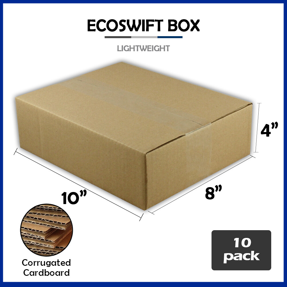 10 10x8x4 “EcoSwift” Brand Cardboard Box Packing Mailing Shipping Corrugated