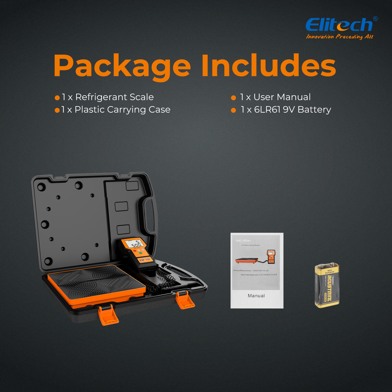 Used Elitech Electronic Refrigerant Scale Charging HVAC 220lbs 100KG LMC-100A
