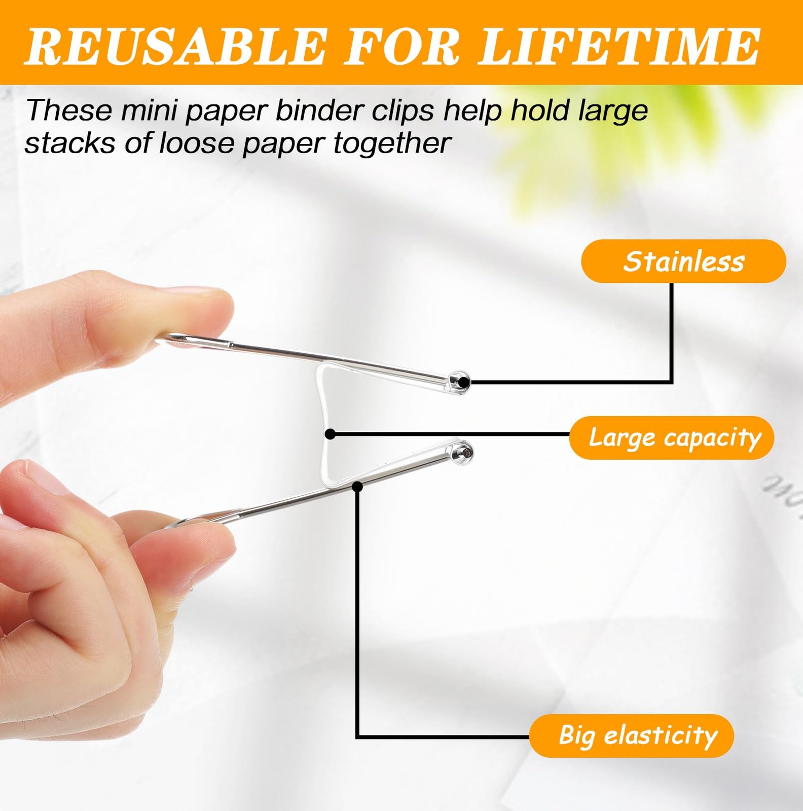 200 Pcs 1.25in/32mm White Metal Binder Clips Bulk Medium Reusable Fold Back B…