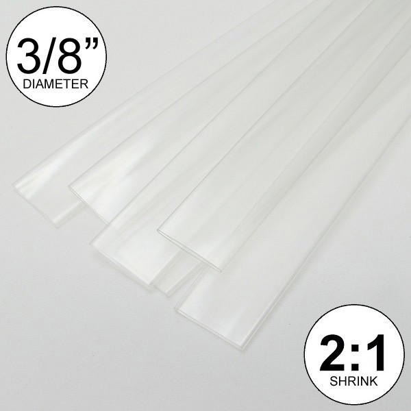 3/8″ ID Clear Heat Shrink Tube 2:1 ratio wrap (6×9″ = 4 ft) inch/feet/to 10mm
