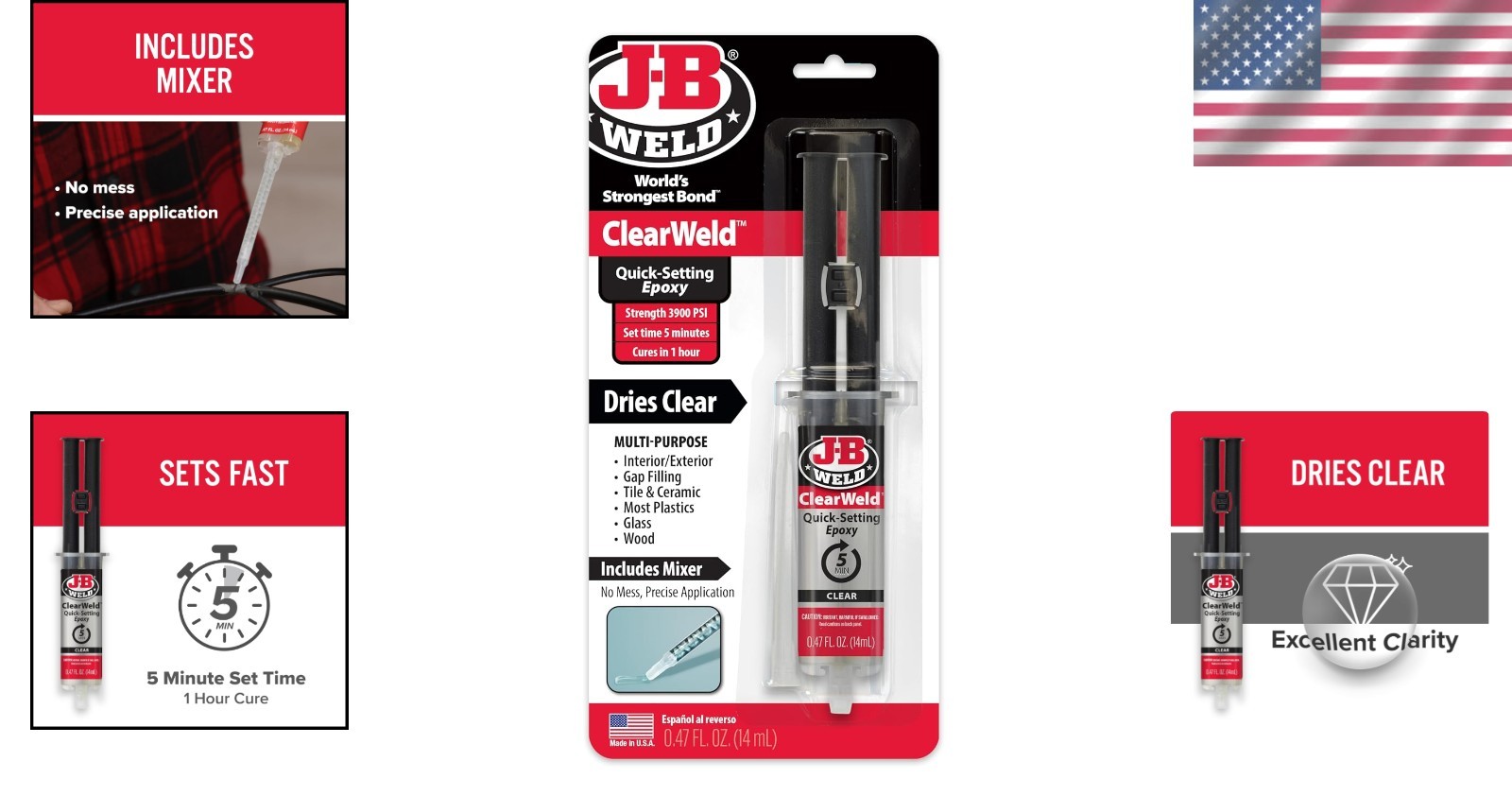 ClearWeld Quick Set 5-Minute Epoxy – Water-Resistant with High Tensile Strength