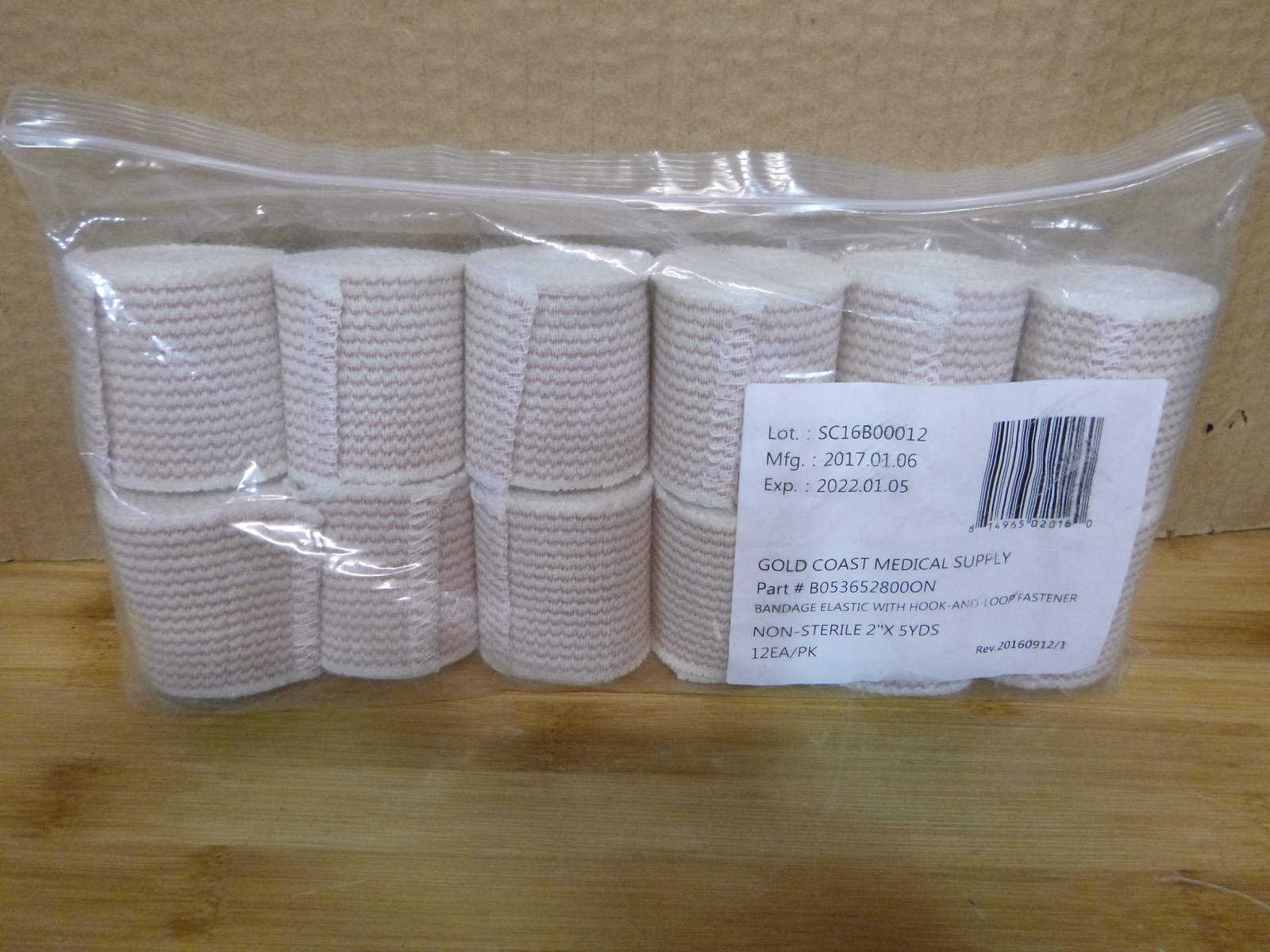 Set of 12 2″x 5 YARDS Cotton Elastic Bandage Compression Wrap Hook&Loop Closure