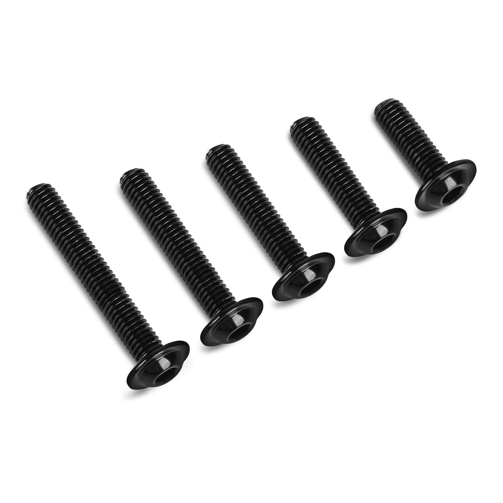 25-Piece M6-1.0 x 20mm Flange Button Head Screws – Black 304 Stainless Steel
