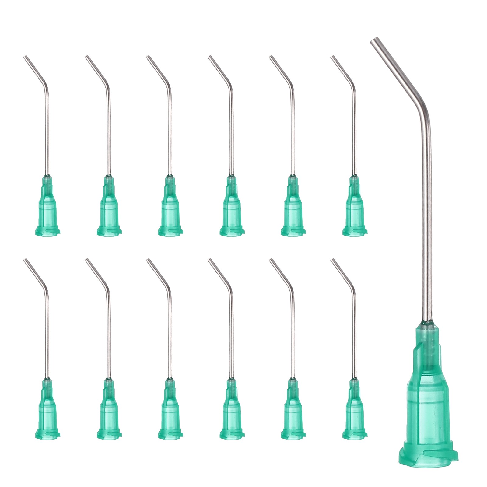 25Pcs 1.5Inch 18Ga 45° Angled Dispensing Needles Green