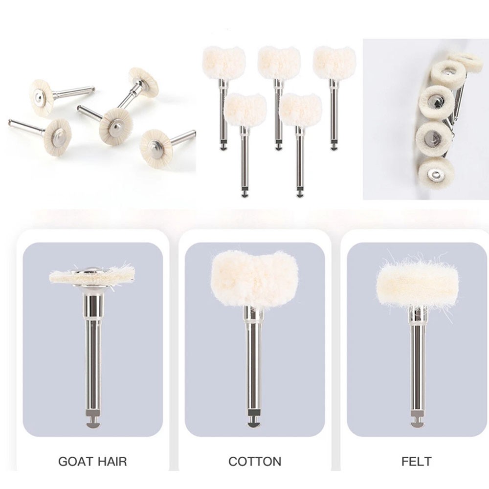 Dental Polishing Brush Wheels Goat Hair/Felt/Cotton – Contra Angle RA Latch Type