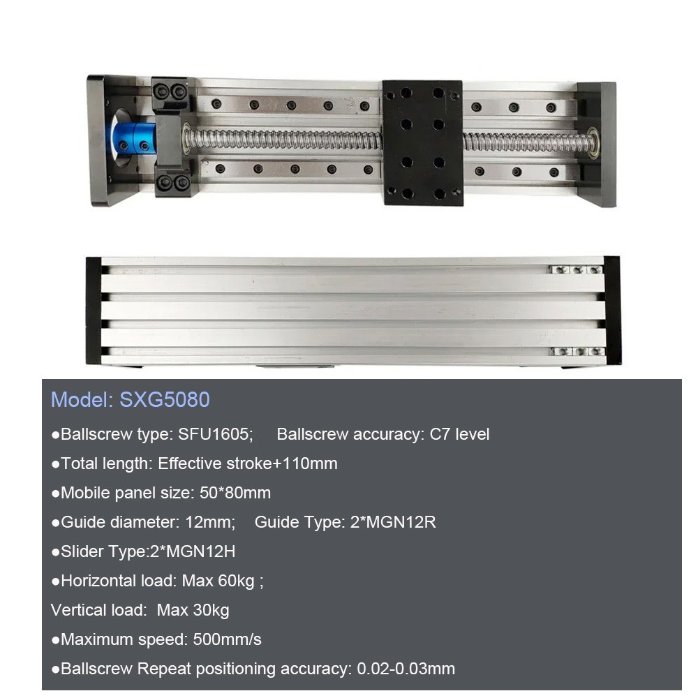 Linear Guide Stage SFU1605 Ball screw Module CNC Slide table w/NEMA23 57 motor