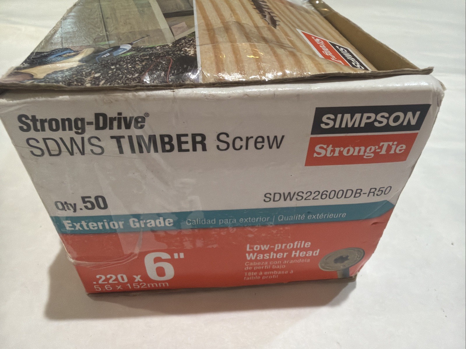 Simpson Strong-Tie SDWS22600DB-R50 6″ x .220 Timber Screws (Exterior Grade) 50ct