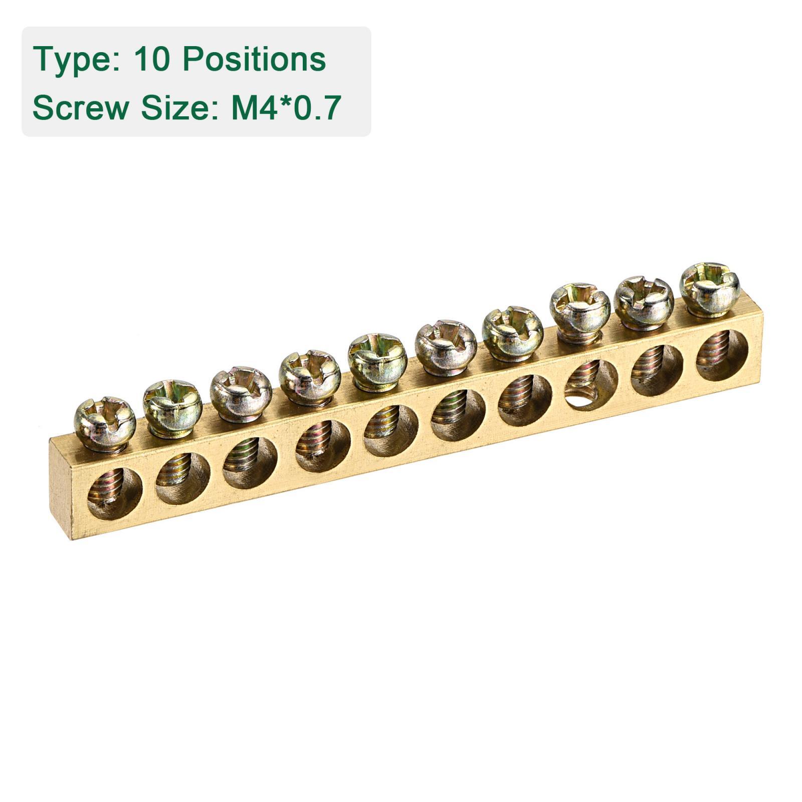 5Pcs Terminal Ground Bar Screw Block Barrier Brass 10 Positions 65×5.5×7.5mm