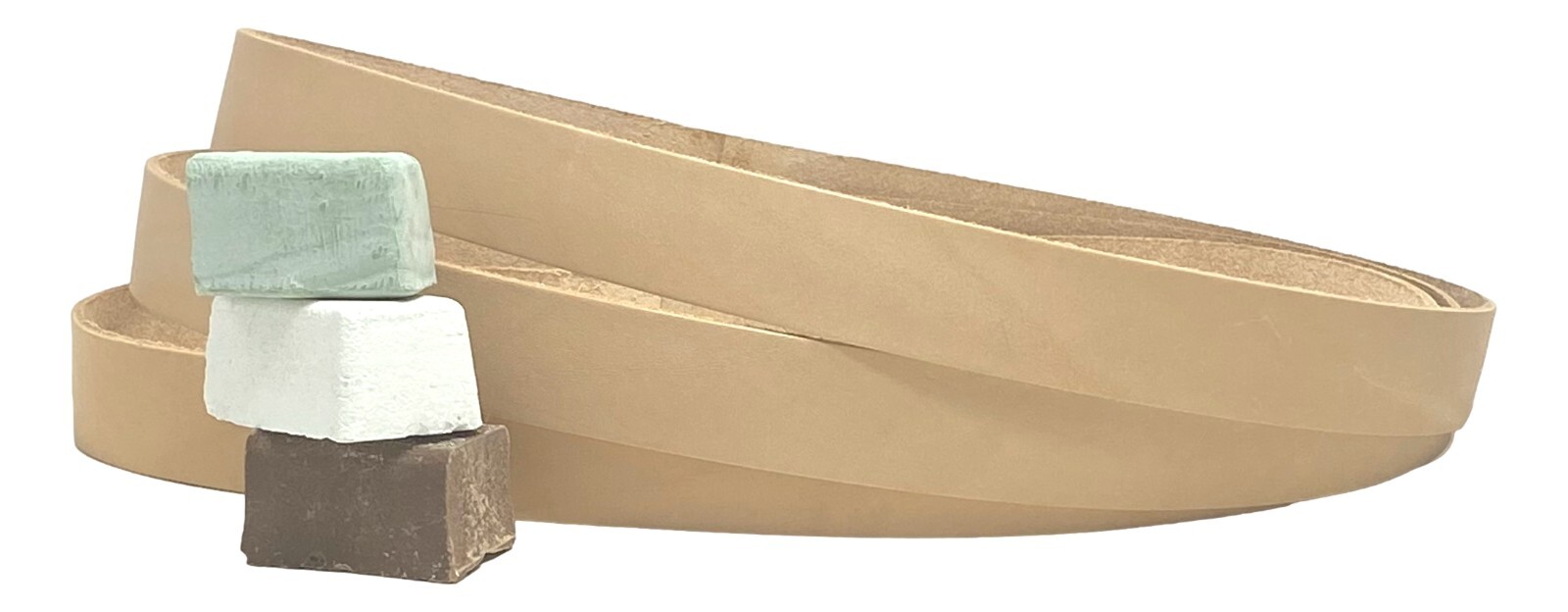 3 Pack of 1×30 Leather Honing Belts – Green, White, Brown Compounds Included