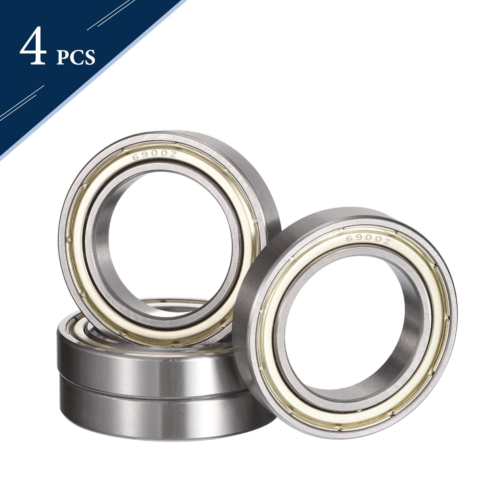4pcs 6900ZZ Ball Bearings 10x22x6mm Double Metal Shield Chrome Steel GCr15