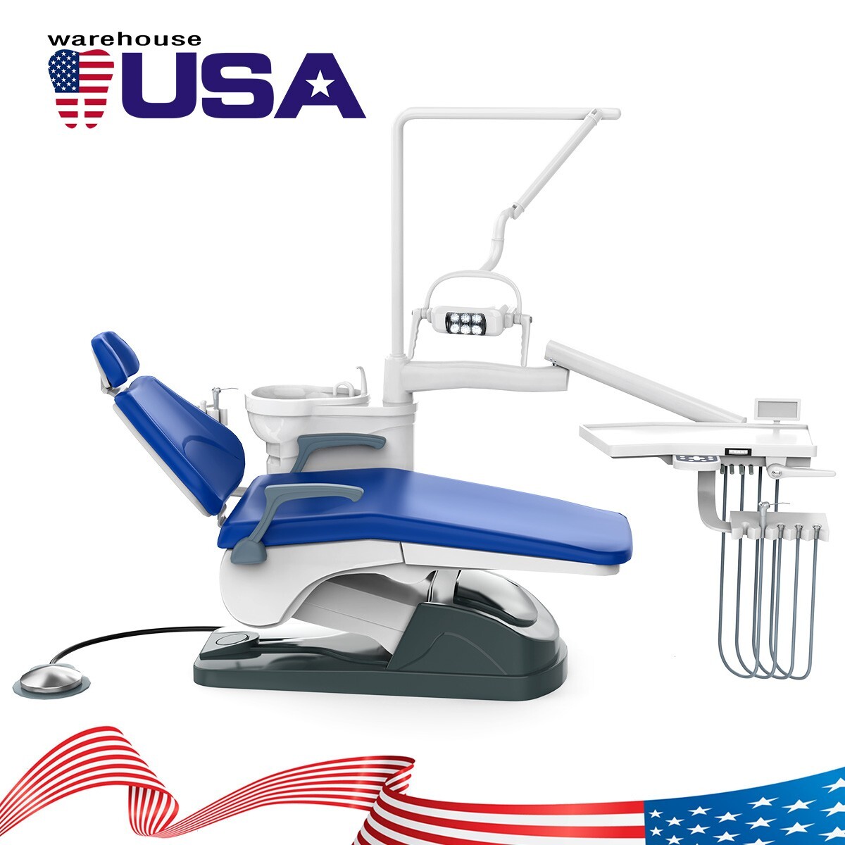 FDA Dental Unit Chair Computer Controlled Motor PU Hard Leather & Doctor Stool