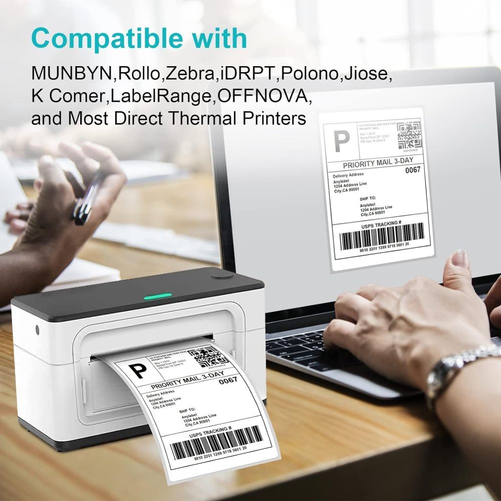 100 Fanfold 4″x6″ Direct Thermal Shipping Blank Labels for Zebra & Rollo Printer