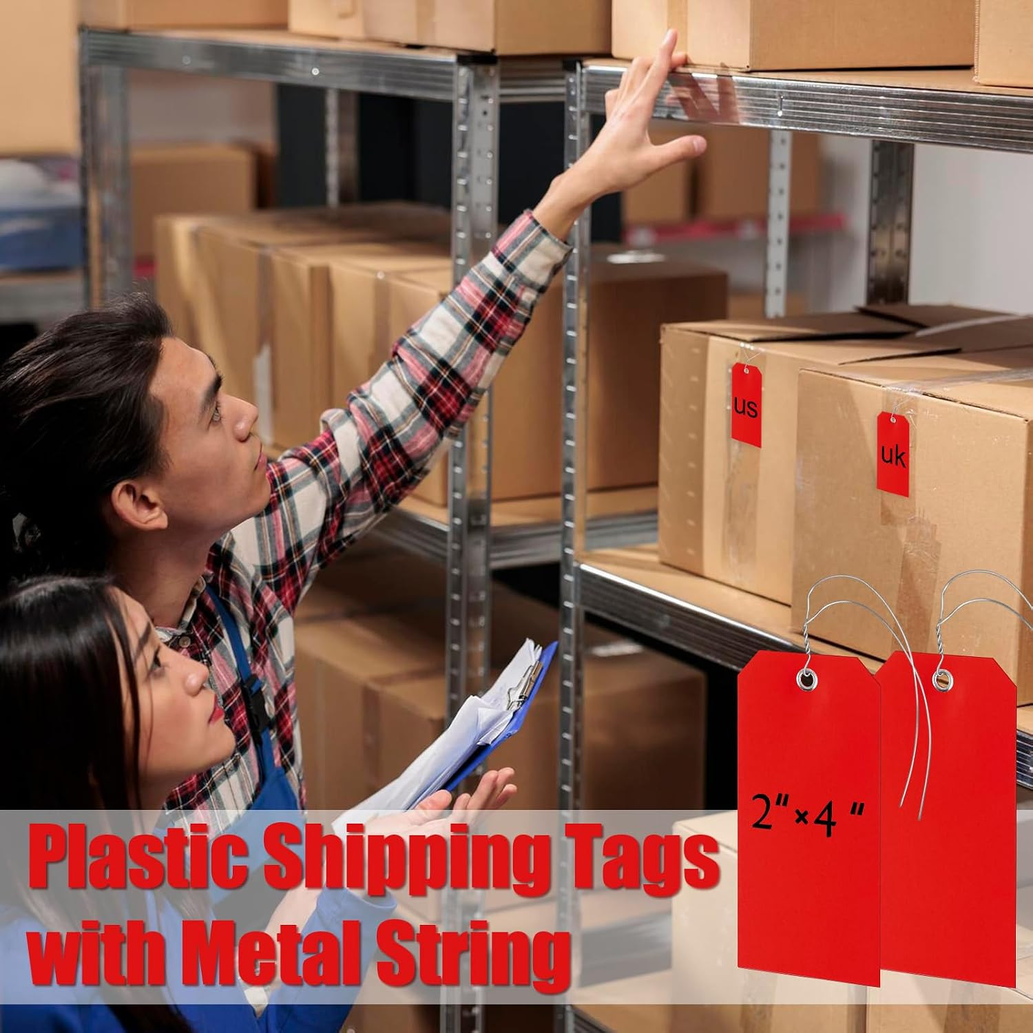 100 Pieces 2X4 Inch Plastic Shipping Tags with Wires Heavy Duty Hang Tags with S