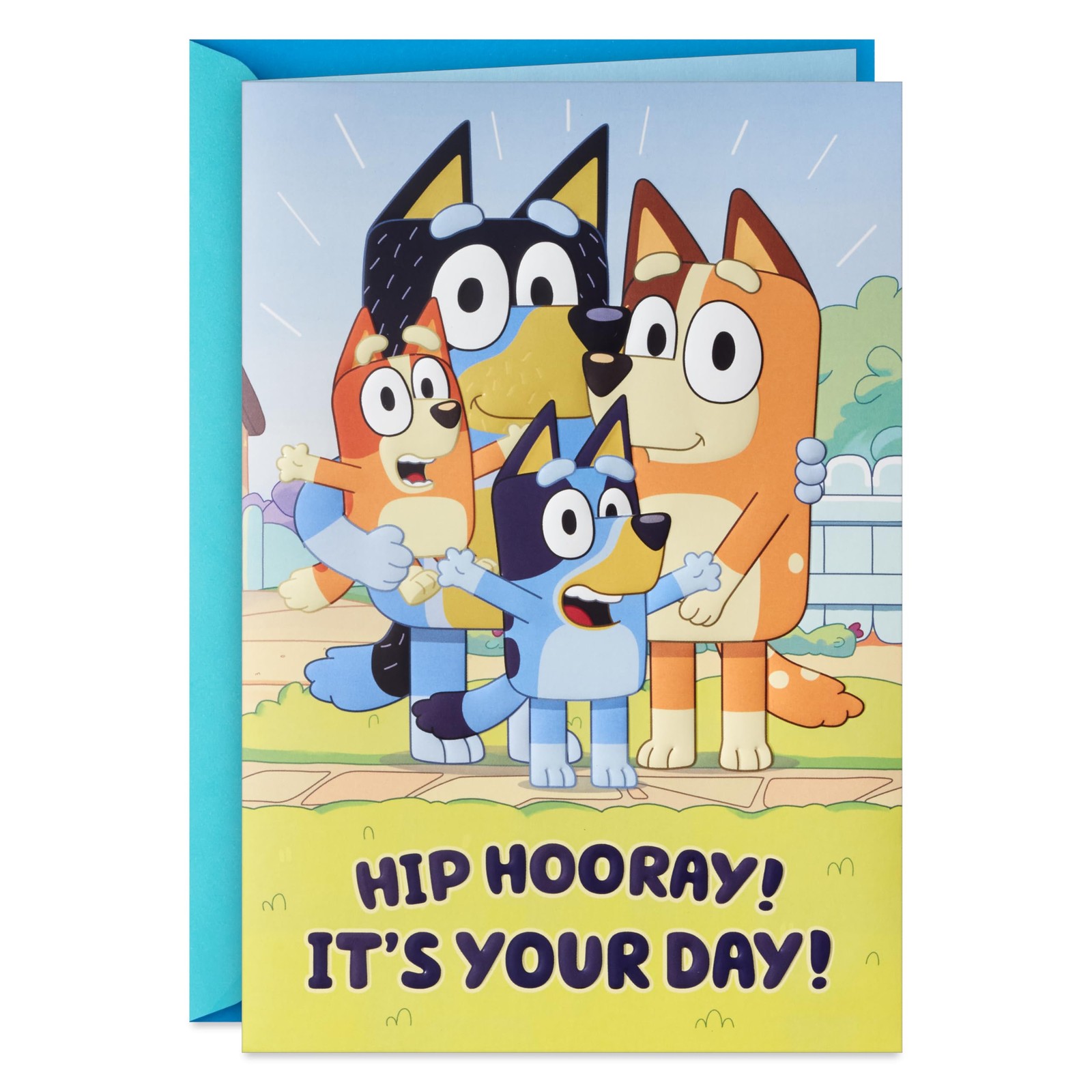 Hallmark Bluey Musical Birthday Card with 5.8 inches x 8.3 inches, Hip Hooray