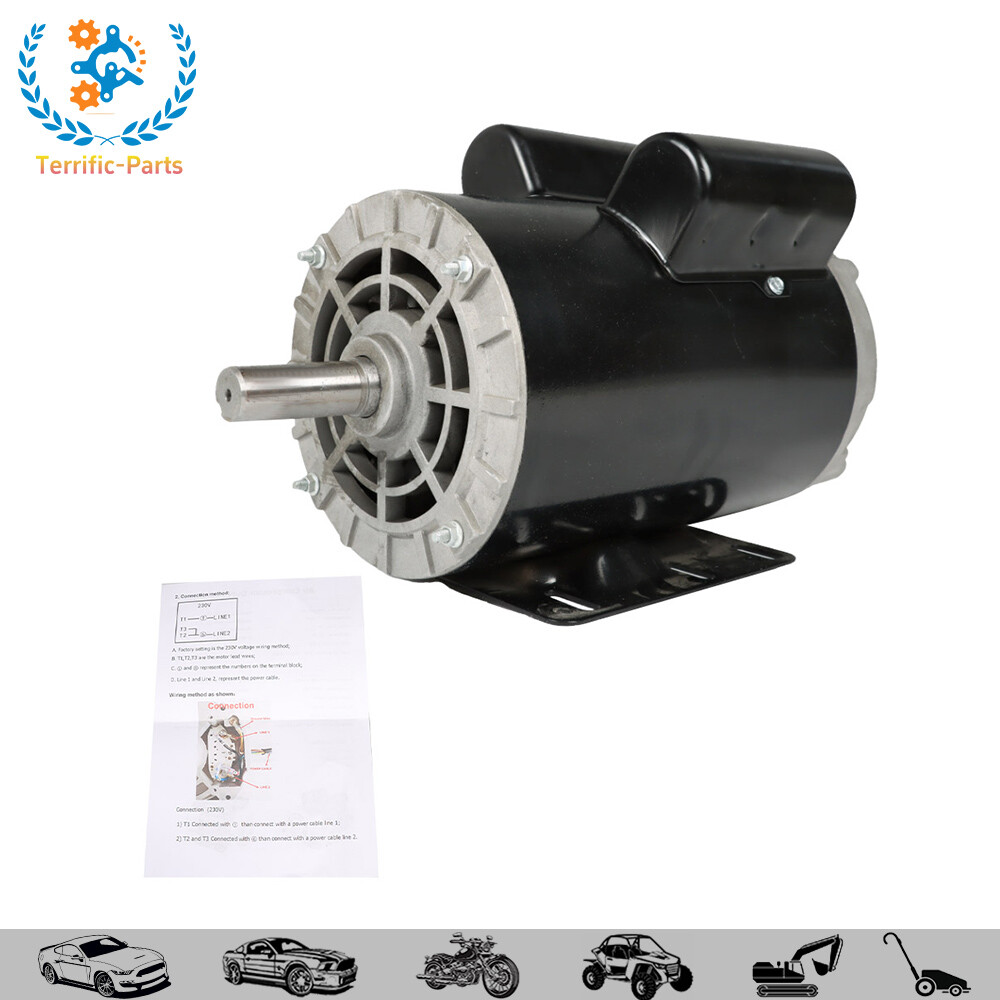 5 HP Compressor Duty Electric Motor 1 Phase 3450 RPM 56HZ Frame 7/8″ Shaft 230V