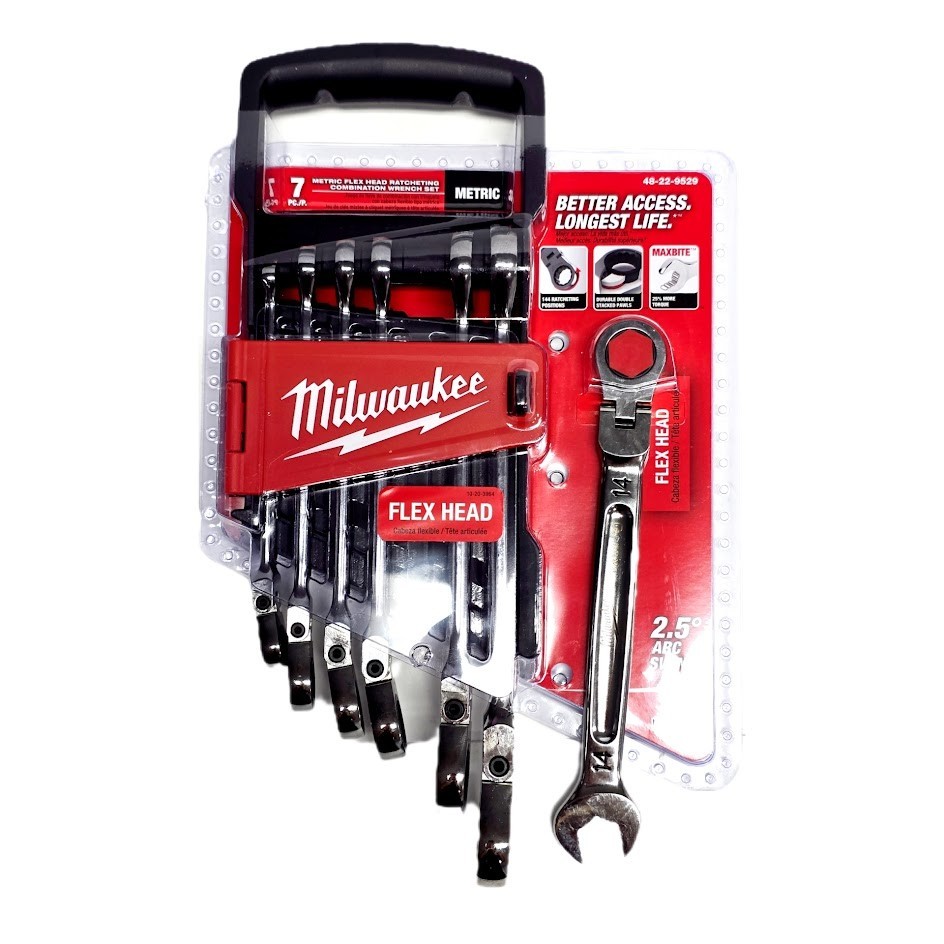 Milwaukee Tool 48-22-9529 7 Pc. Metric Flex Head Ratcheting Combination Wrench