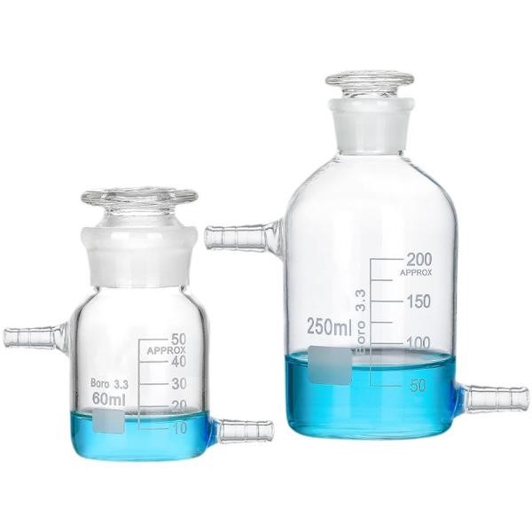 Lab Glassware Reagent Bottle 60ml-5000ml, Transparent Flask, Dual Nozzles