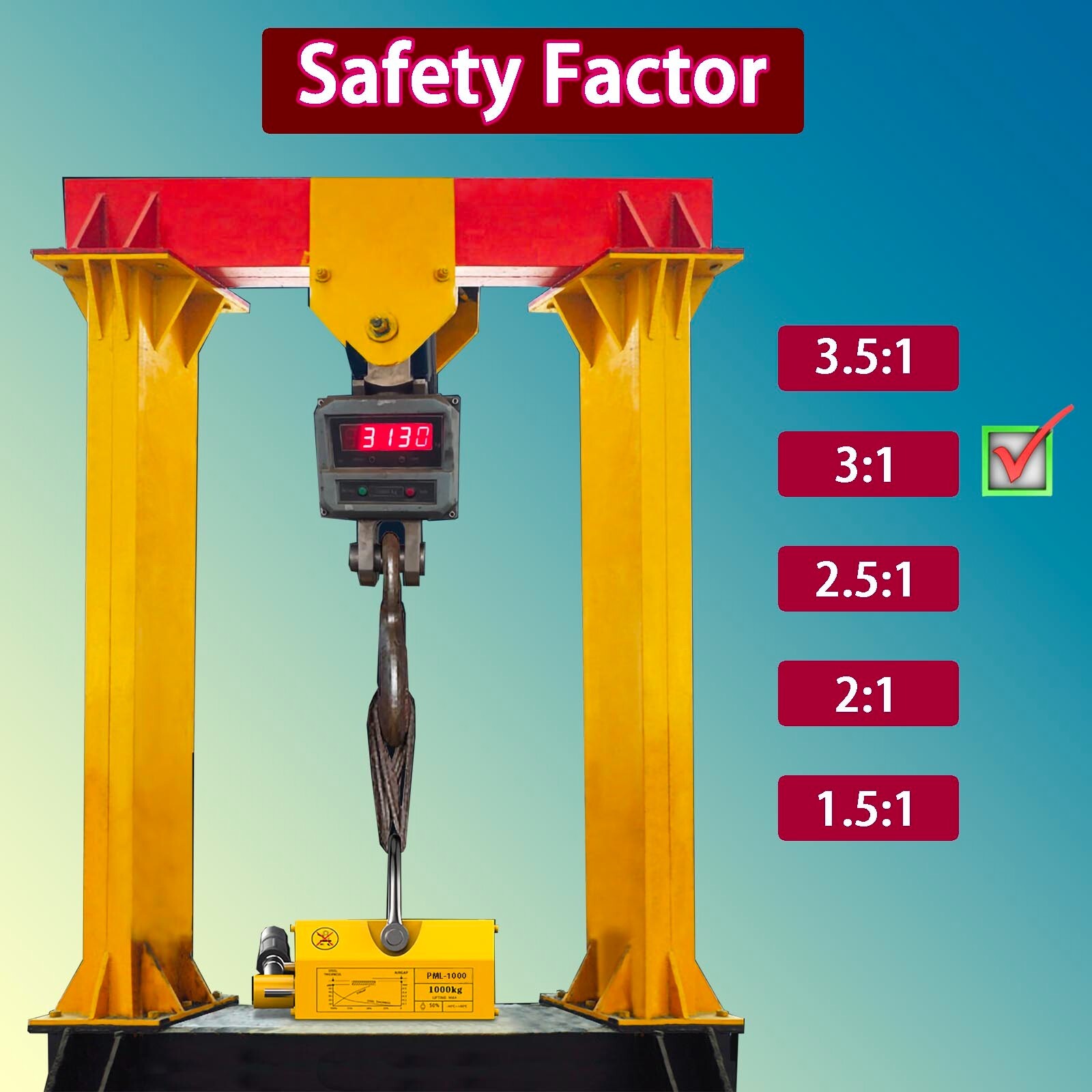 Magnet LIfter 1320 lbs (3:1 Safety Factor) Permanent Magnetic Lifter 600kg