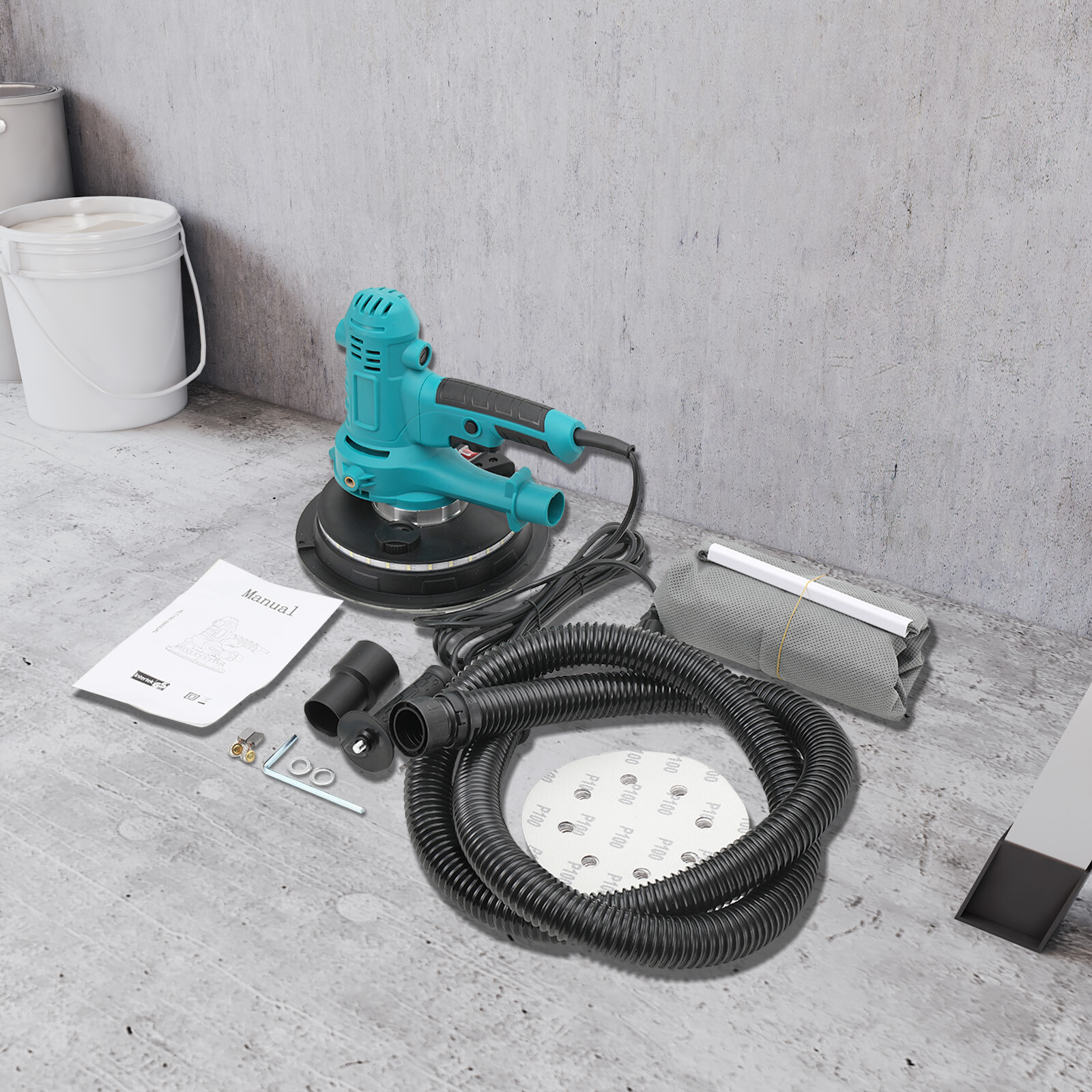 110V/60Hz Auto Vacuum Drywall Sander Machine Handheld Wall Polishing Machine
