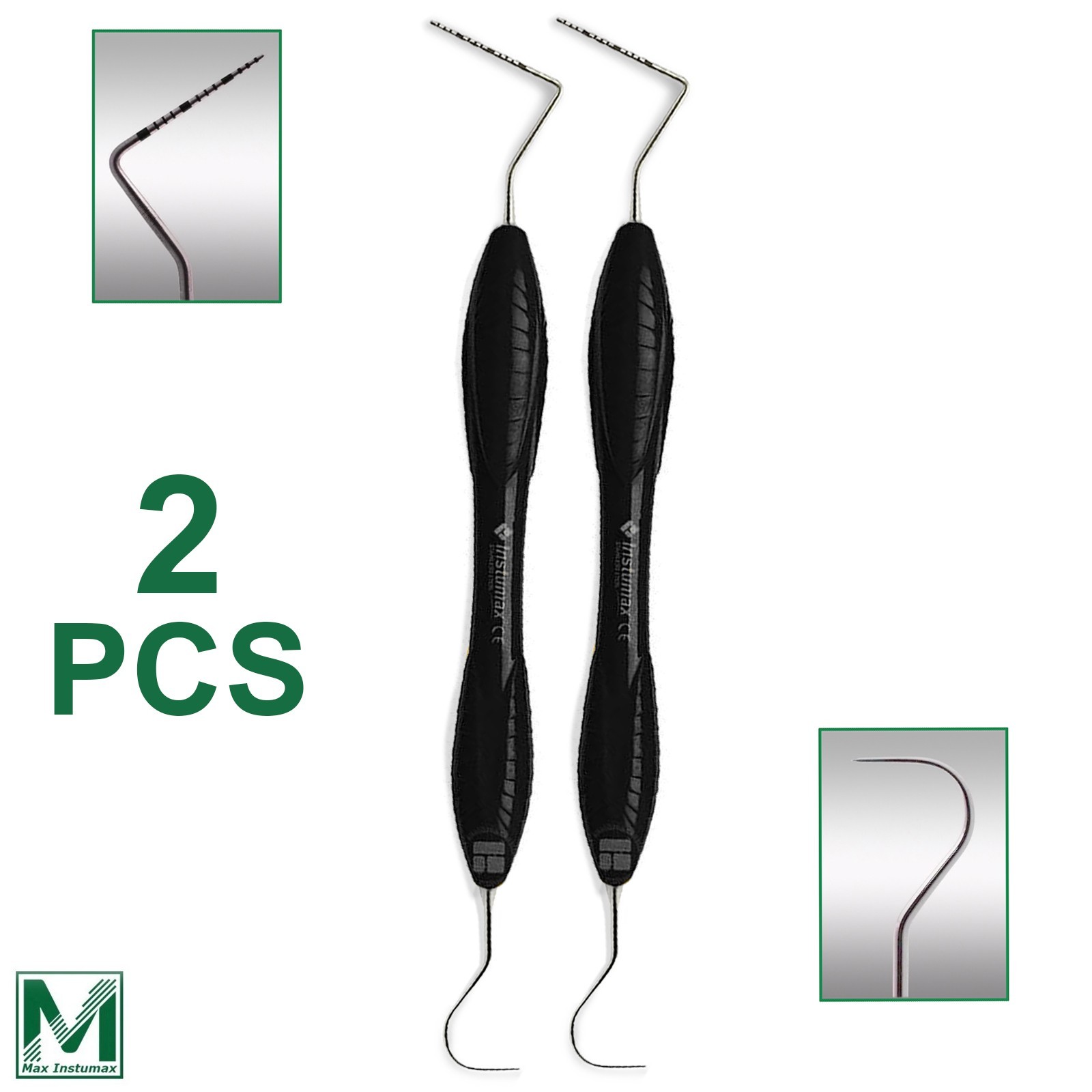 2 Dental Periodontal Probe UNC 23/15 Explorer Instruments Silicone Handle Black