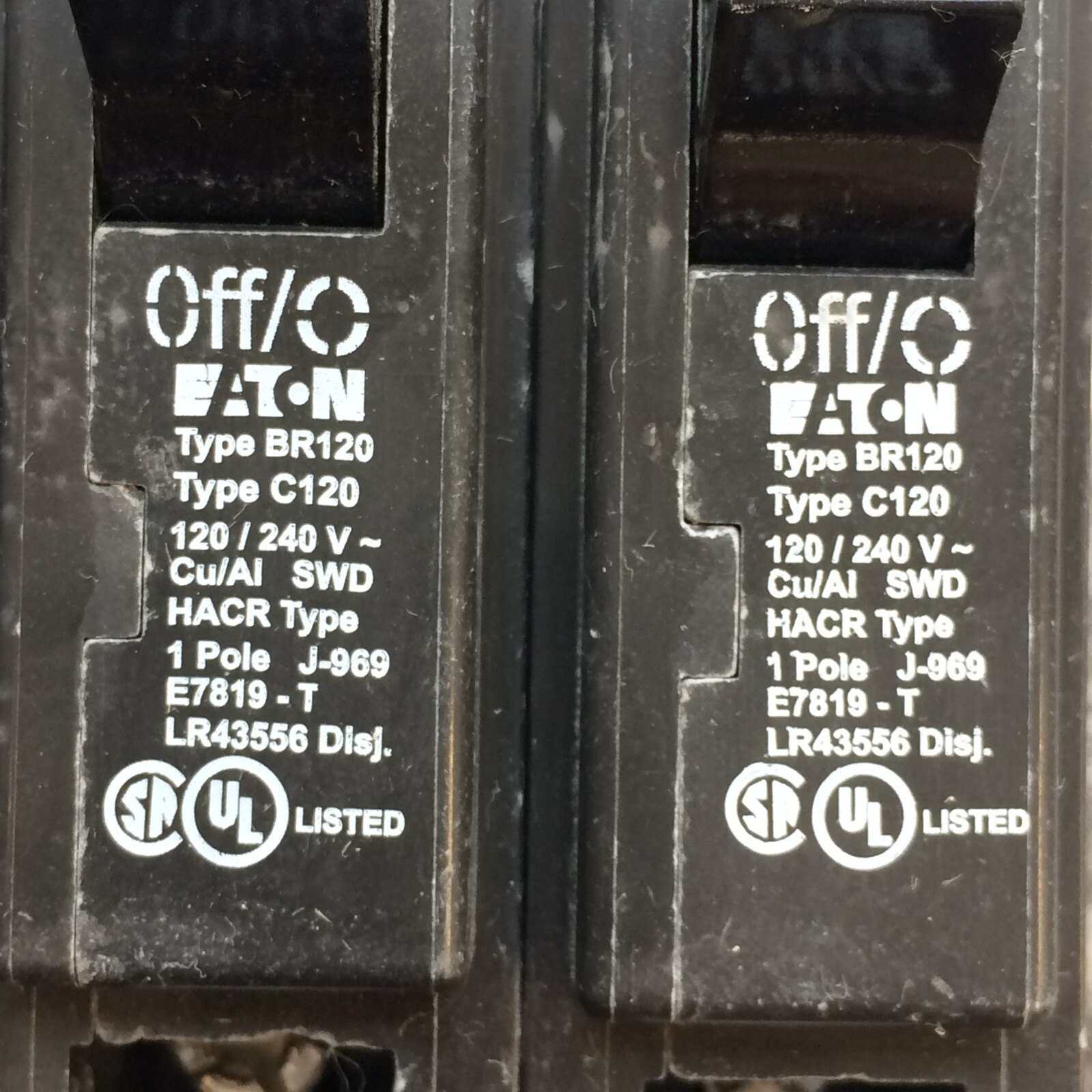 Lot of 10 Eaton Cutler-Hammer BR120 20 Amp 1-Pole Type BR Circuit Breaker 20A
