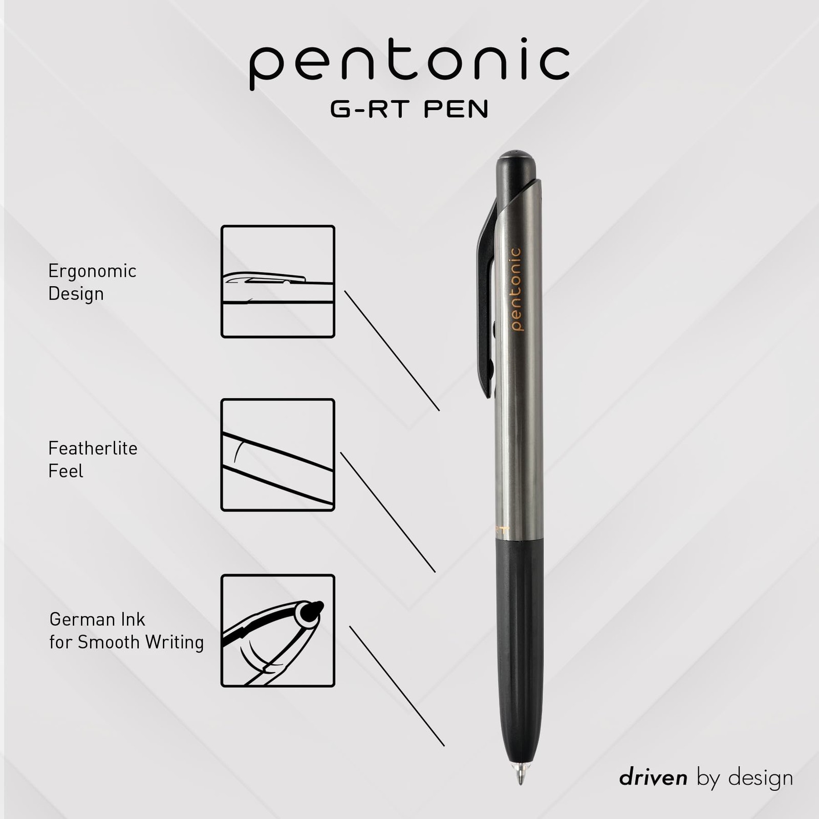 GR-T Retractable Gel Pens, 10 Count, Black Ink, 0.7 mm Fine Point, Smooth Wri…