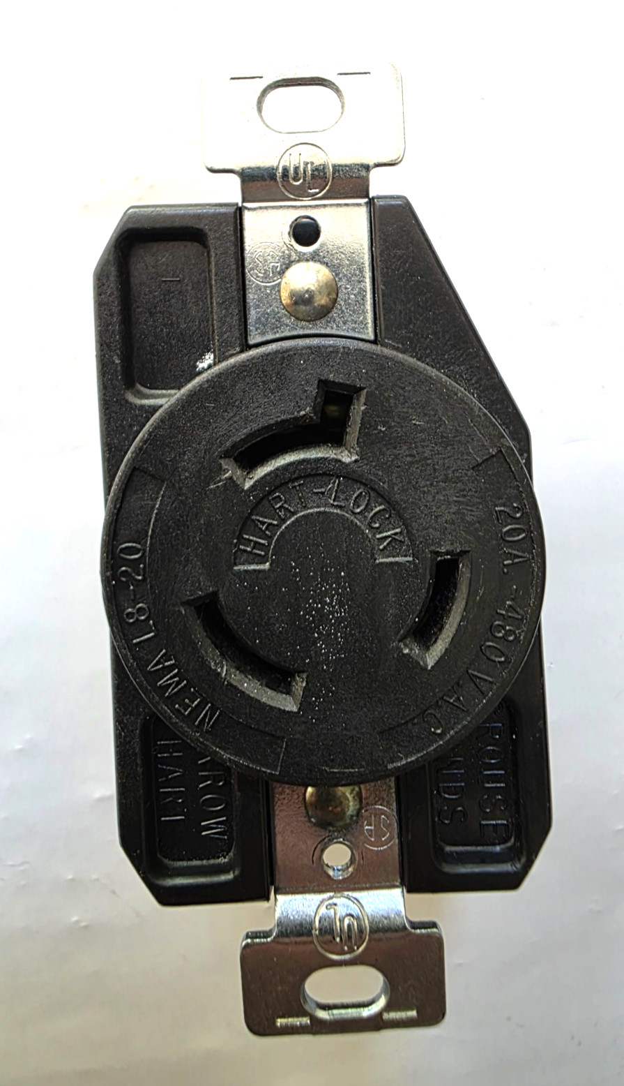 Cooper Eaton Arrow Hart Locking Receptacle 20 Amp 480V NEMA L8-20R Used