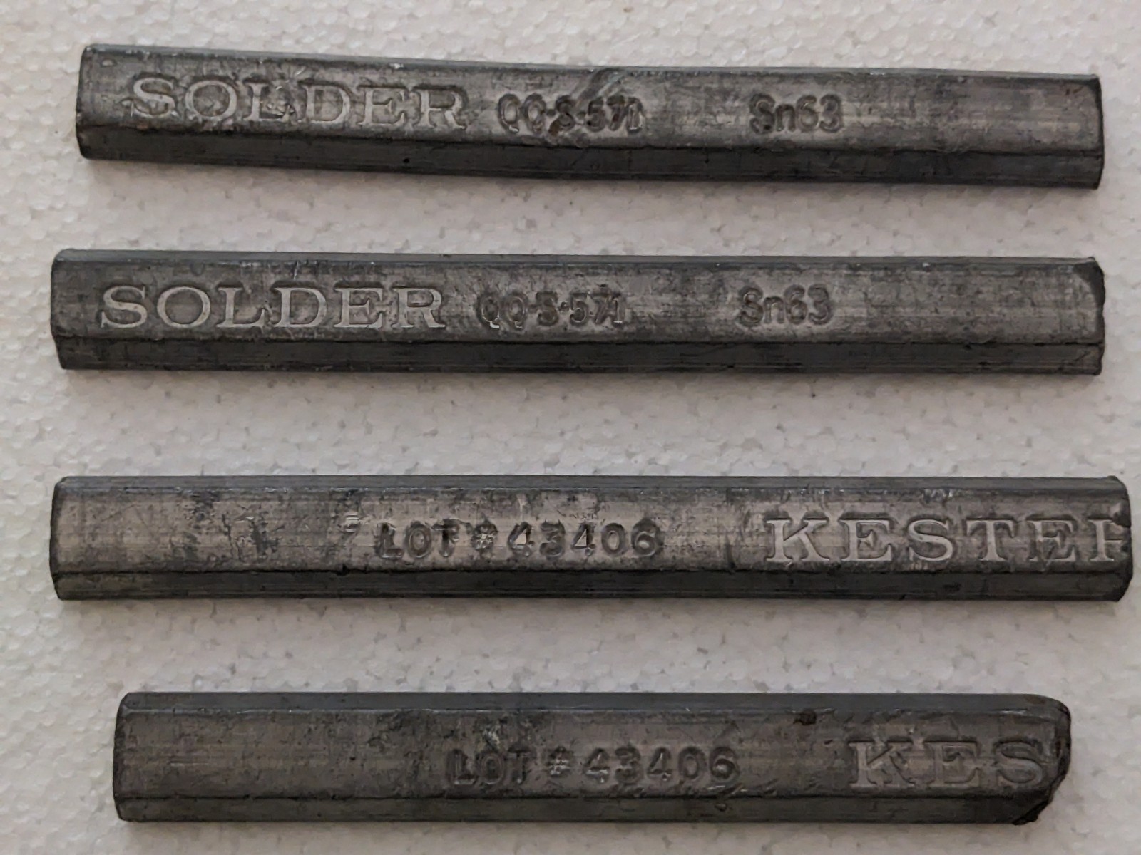 4 pieces of 1.9 Lbs Kester SN 63 Pb 37 Tin Lead Solder Bars