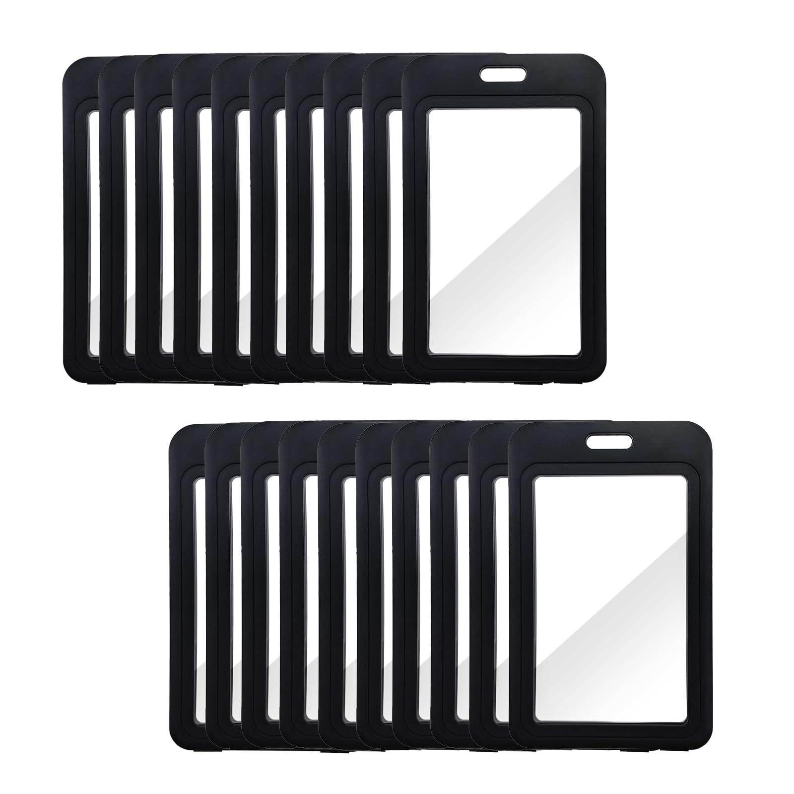 20 Pack ID Badge Holder with Double-Sided Transparent Windows, 20 Pack, Black