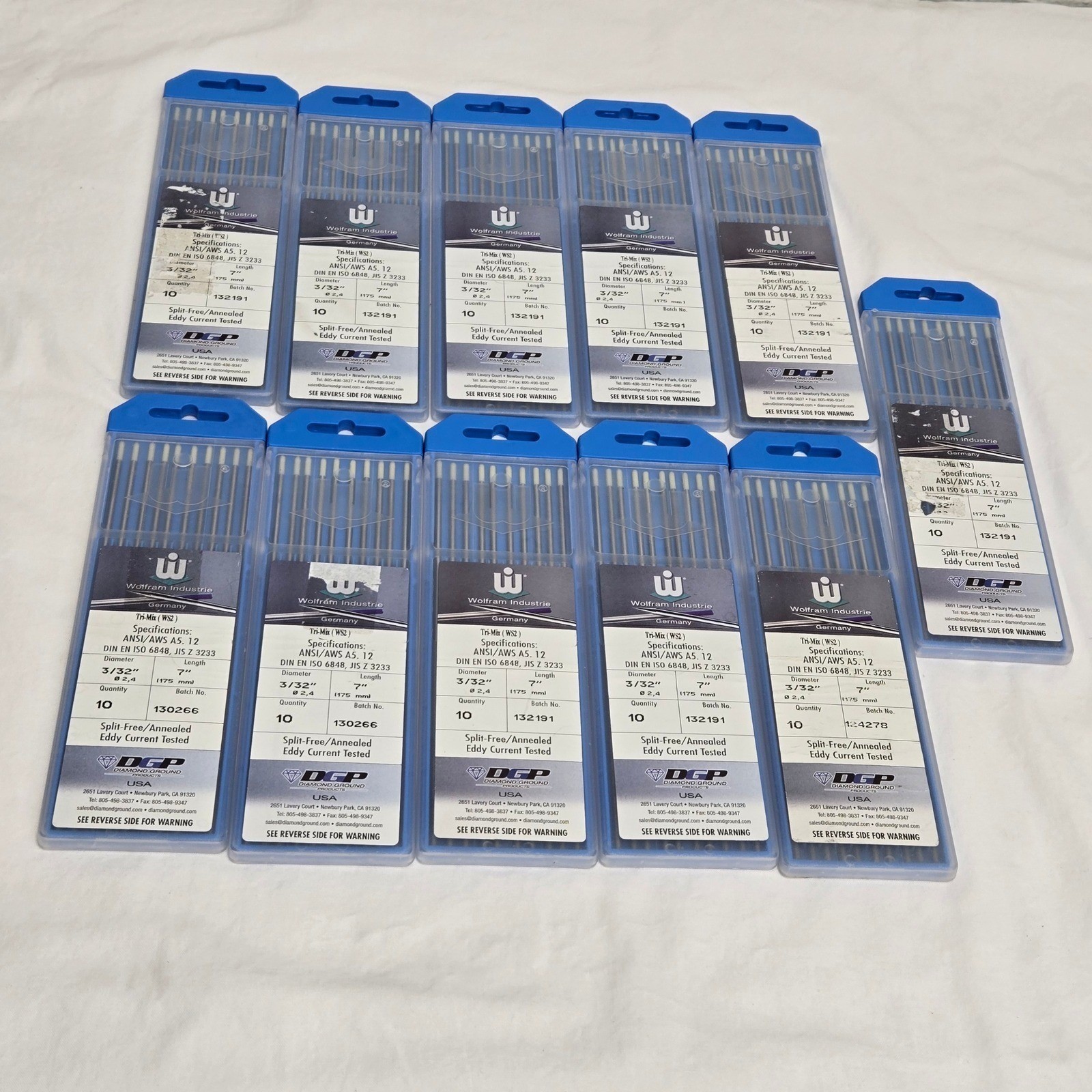 110pc Wolfram Industrie 2% Ceriated Tri-Mix WS2 Tungsten Electrodes 3/32″x7″ DGP