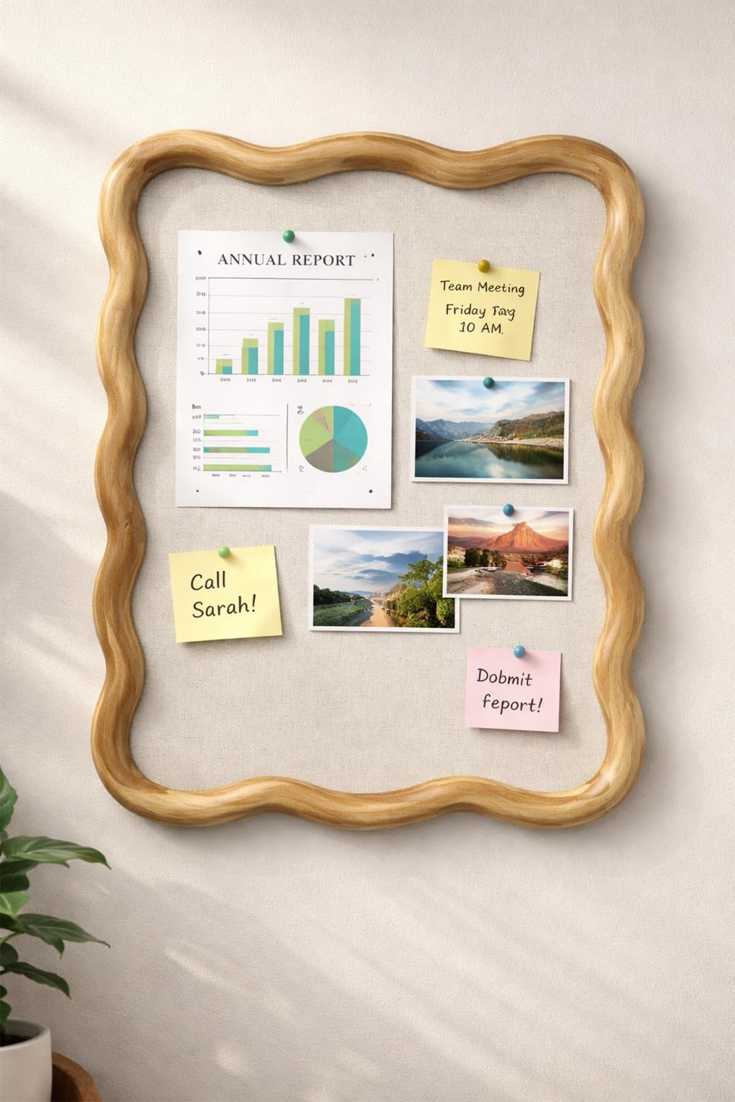 YINGXUN Wavy Linen Cork Memo Board 17.7″ x 23.6″