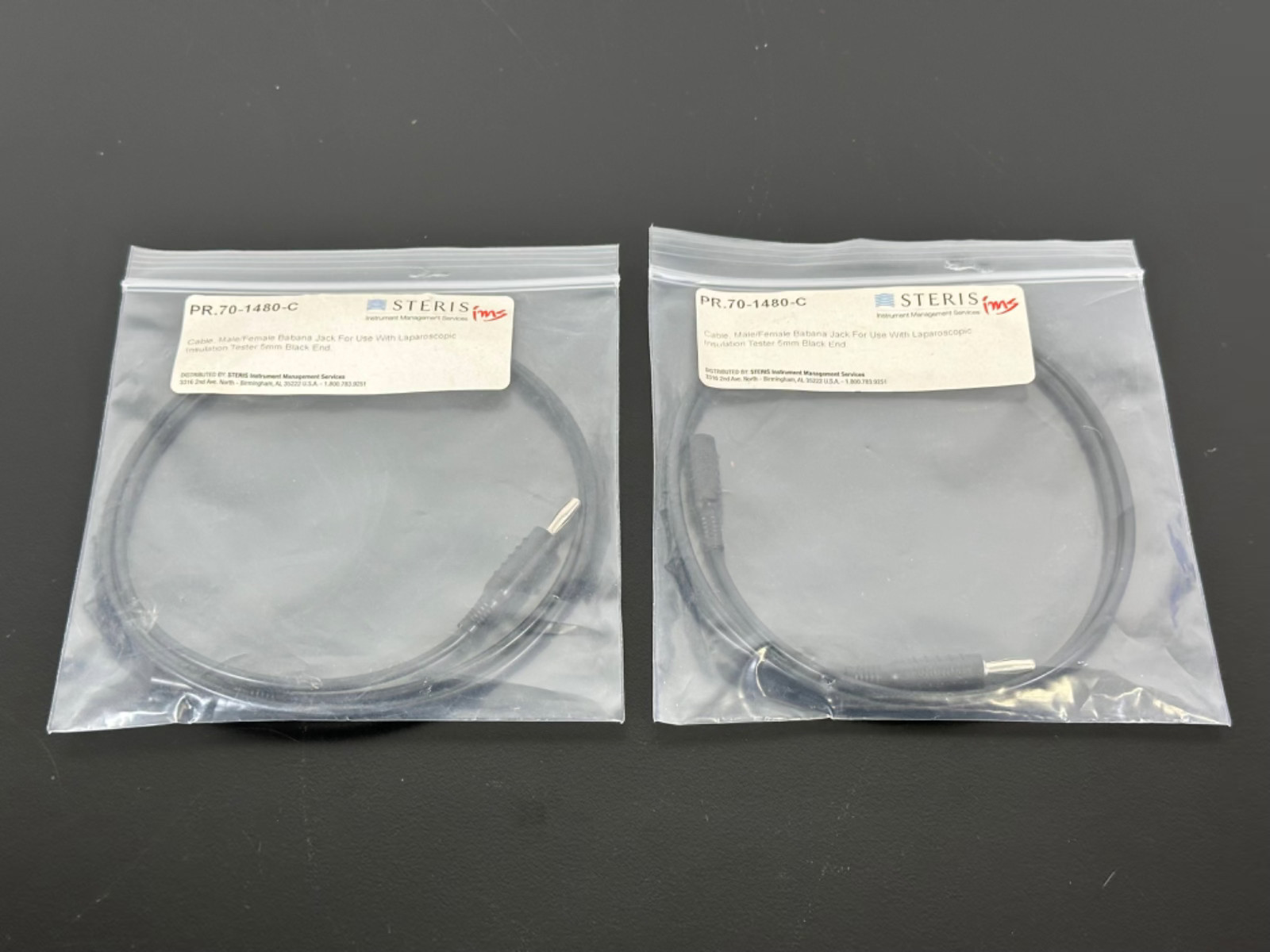 Lot of 2 STERIS IMS PR.70-1480-C Male/Female Banana Jack Cable Laparoscopic Test