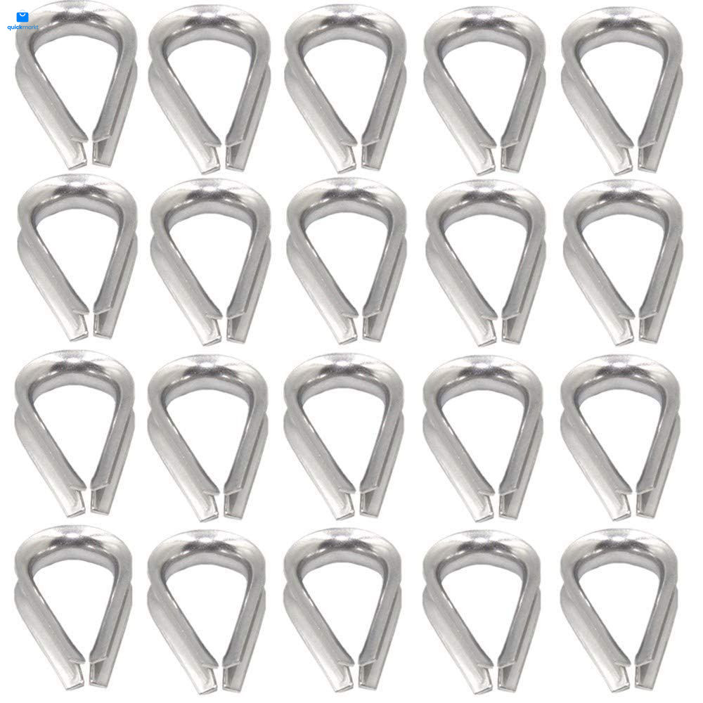 YAMASO 20pcs 1/4» M6 Stainless Steel Thimble for Diameter Wire M6, silver