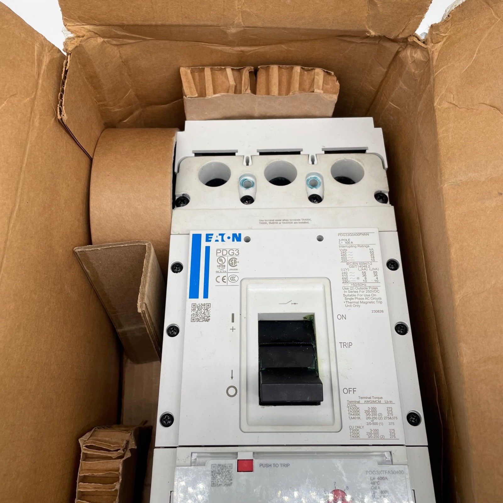 Eaton PDG33F0400B2NJ Power Defense 400A 3-Pole 600V Circuit Breaker PXR10 NIB