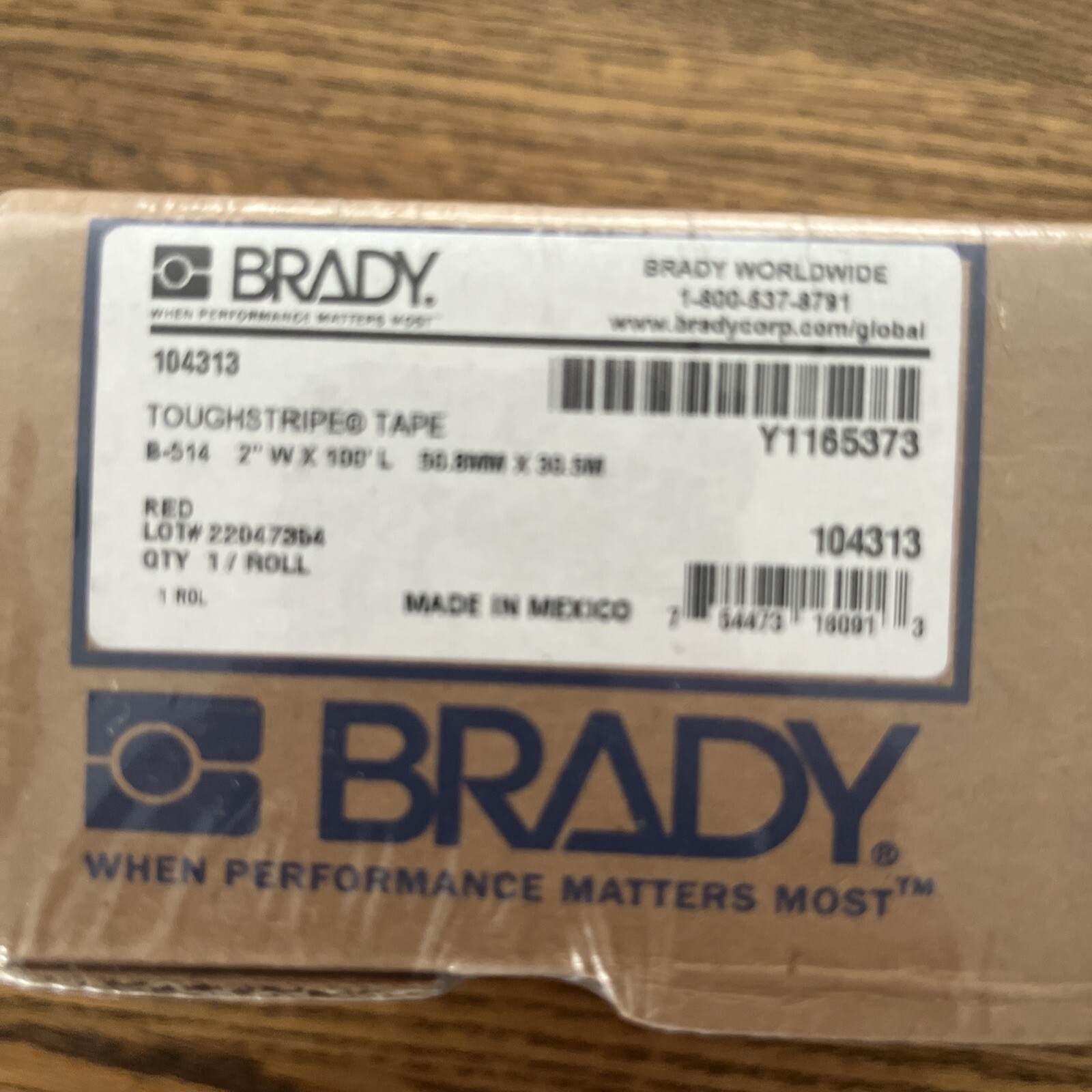 Brady ToughStripe 104313 2″ X 100′ B514 Red Floor Tape