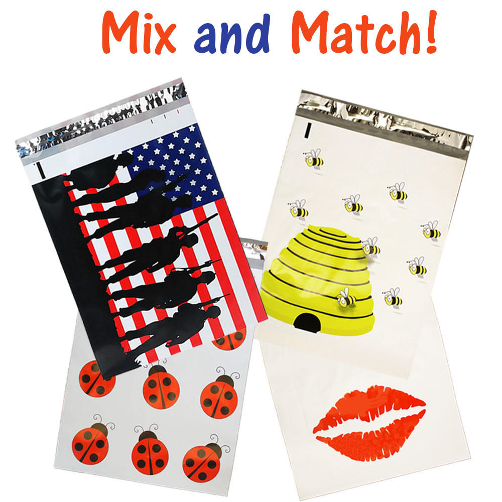 10×13 Poly Mailers, Bees, Flag, Lips, Bugs,Quality Flat Shipping Envelopes Bags!