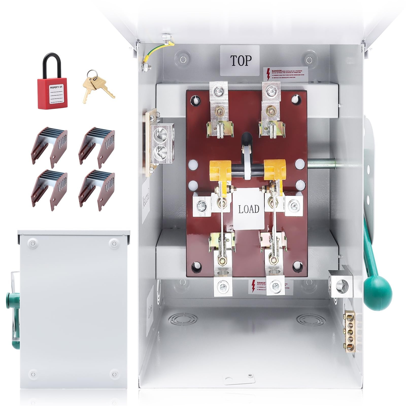 200A Manual Transfer Switch – 48000W Double-Throw Safety Switch, NEMA 3R, Rainpr