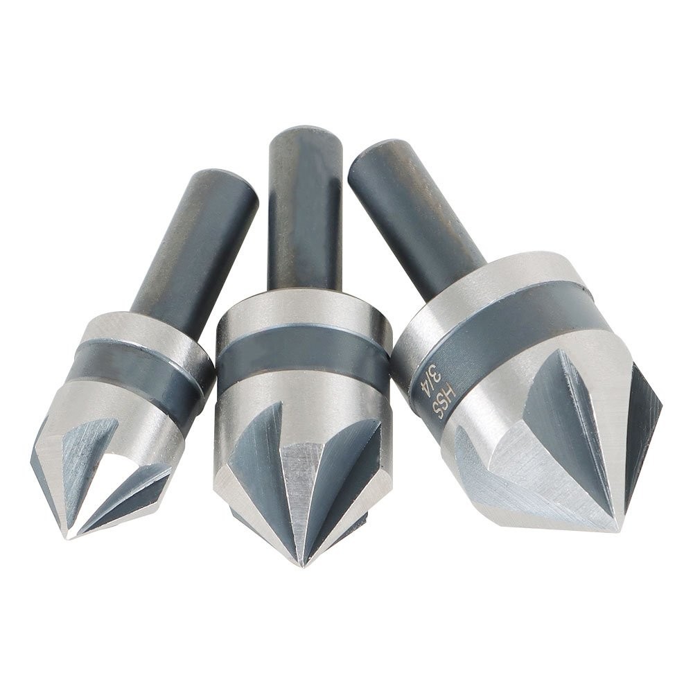 5 Pack High-Speed Steel Countersink Drill Bit Set For Metals Wood And Plastic