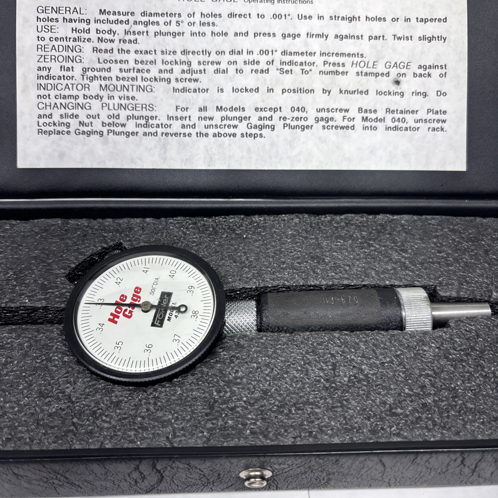 Fowler, 53-784-430-0 .33″ – .43″ Dial Hole Gage