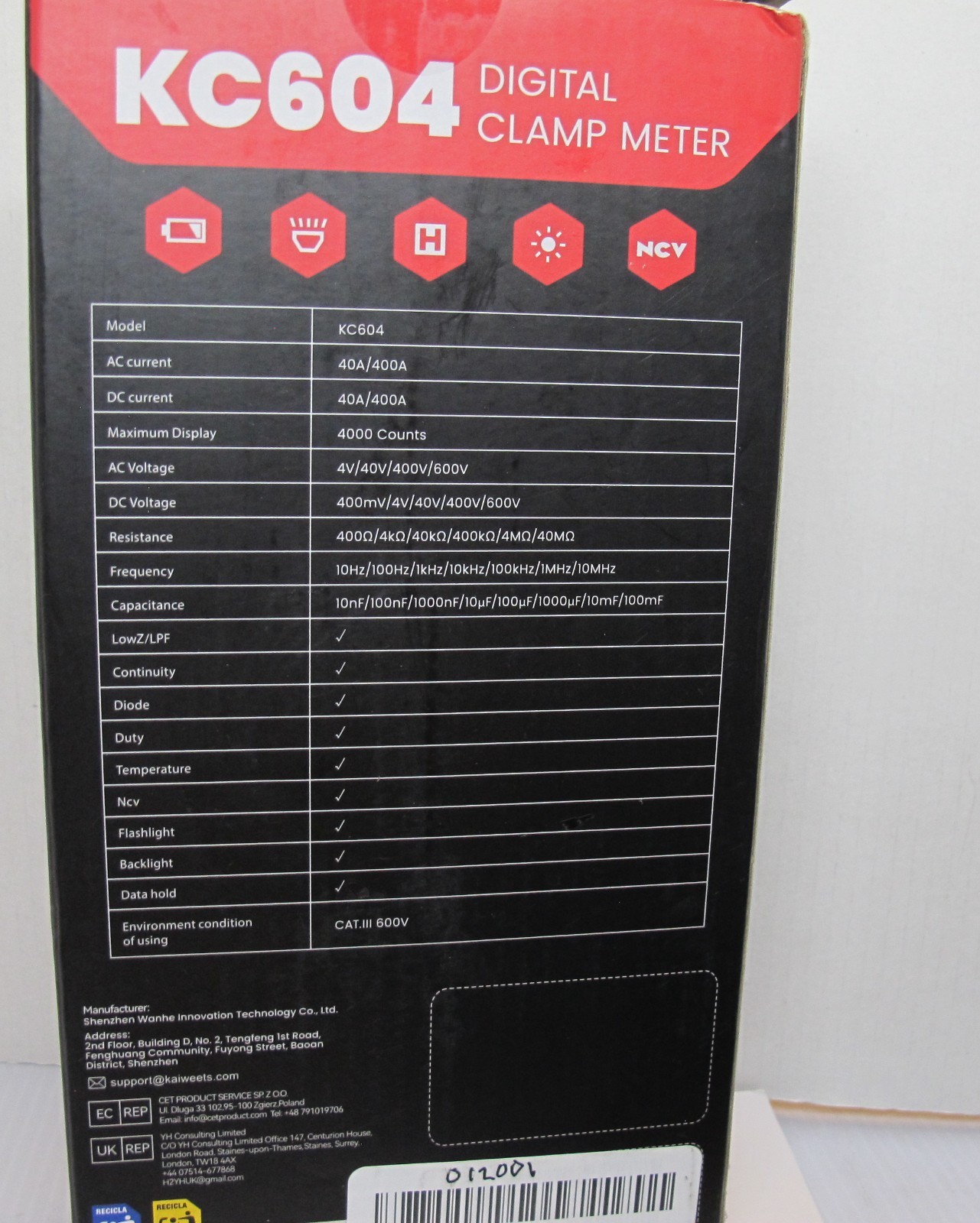 KAIWEETS Digital Clamp Meter Multimeter with D-Shaped Jaw for AC/DC Current & Vo