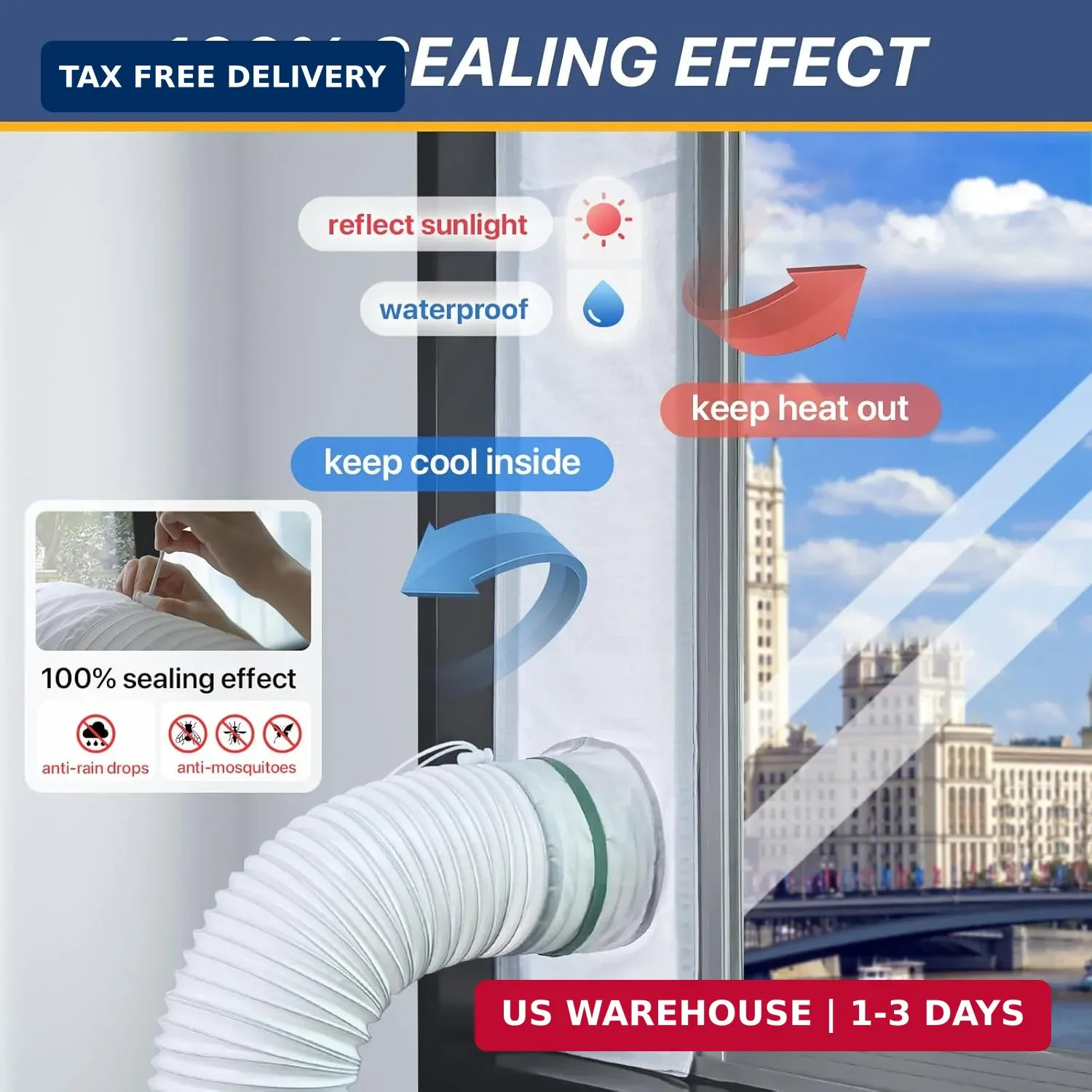 LOVIGA Portable Air Conditioner Window Vent Kit, 100% Sealing Portable AC Window
