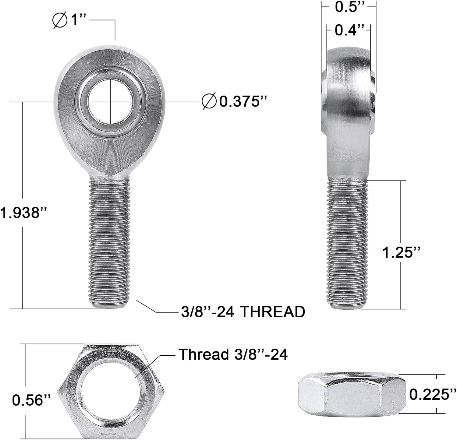 3/8″ Heim Joints Rod End Kit.375″ Chromoly Heim Joints Panhard Rod End Kit for S