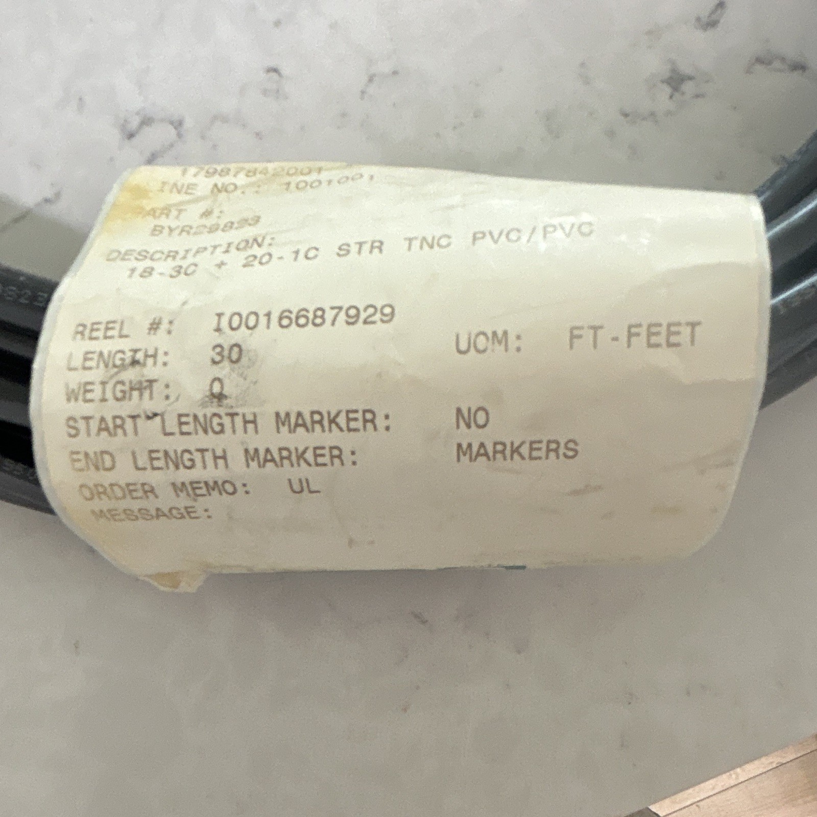 Belden BYR29823 30 ft 18-3C + 20-1C Stranded Tinned Copper PVC Black
