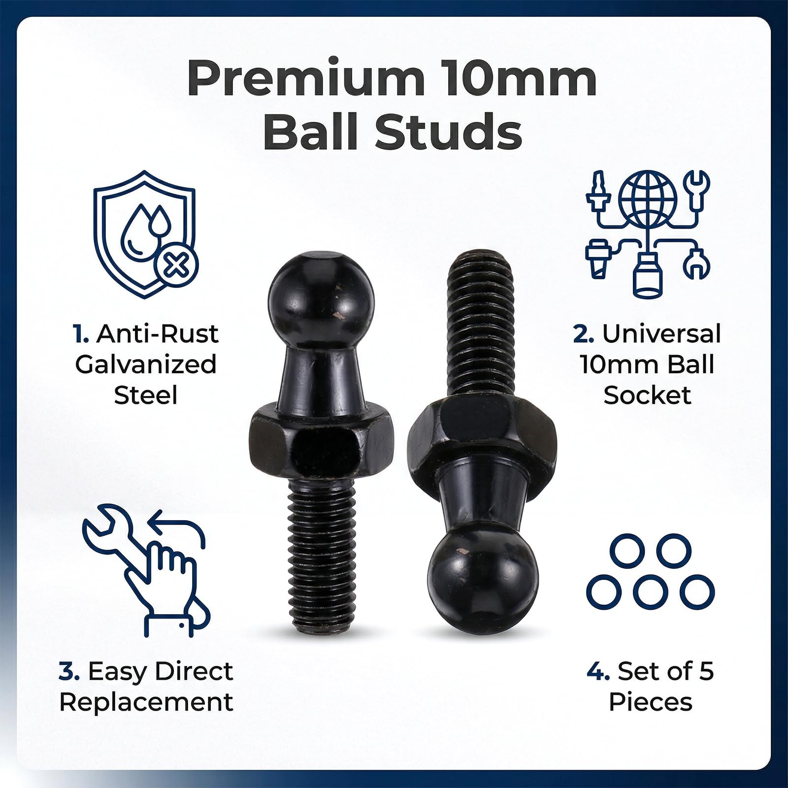 10mm Ball Stud, 4 Pack M8 Balls Screws 10mm Ball Studs 8MM Female Thread x 1/…