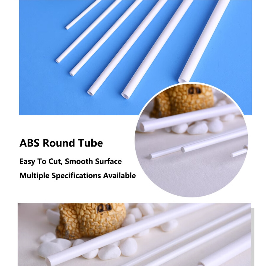 White ABS Round Hollow Tube 2mm-8mm Styrene Plastic Pipe DIY Model Crafts 250mm