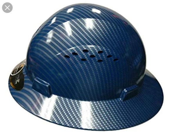 TrueCrest Fiberglass Full Brim Hard Hat Blue Silver Carbon Fiber HNTE-FG-SPBL NW