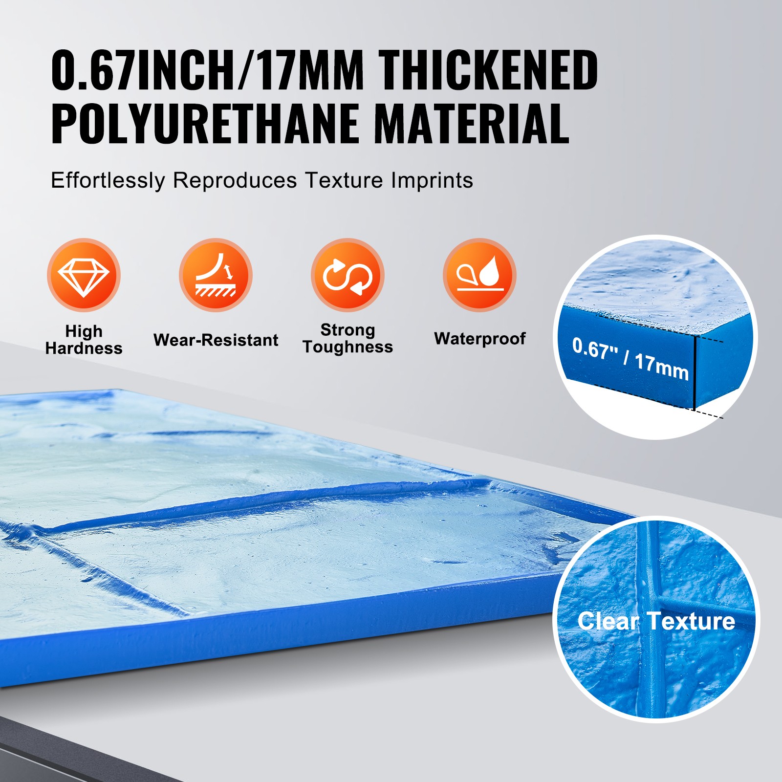 Uimoso Concrete Stamping Mats 24 in7pcs Polyurethane Texture Skins for Texturing