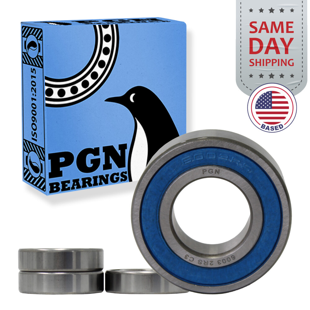 (4) 6003-2RS Premium Rubber Seal Ball Bearing C3 EMQ, 17x35x10, 6003 2RS 6003rs