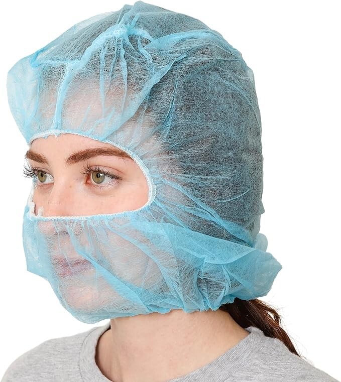 Blue Disposable Non-Woven Hoods (1000 pcs/Case) – Latex-Free Multi-Purpose Cover